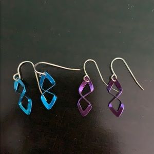 Blue and Purple Metallic Earrings
